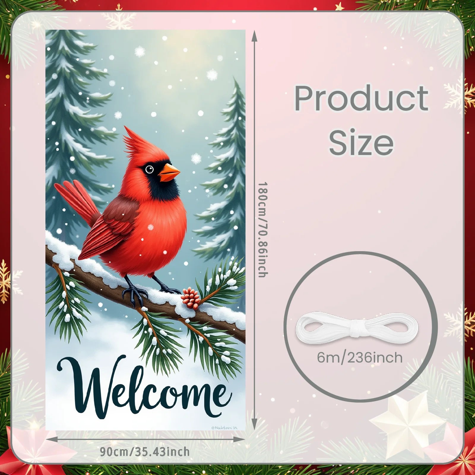 Winter Scene Welcome Banner Snow Forest Bird Art for Home Decor  Decoration Winter Party Christmas Navidad New Year Decor 2026