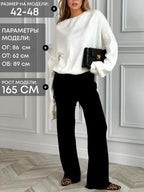 Black Knitted Pants Fashion Comfort Thick Warm Cashmere Women's Pants 2025 Autumn and Winter New Wide Leg Pants for Women