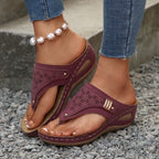 Woman Slippers Leather Non-Slip Soft Platform Shoes Flip Flops Summer Wedge Slippers Lightweight Orthopedic Sandals Slides Women