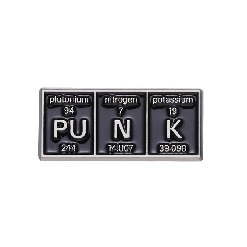 Chemical Element Enamel Pins Custom PO W ER GE NI U S Punk Brooches Lapel Badges Subject Jewelry Gift for students Friends