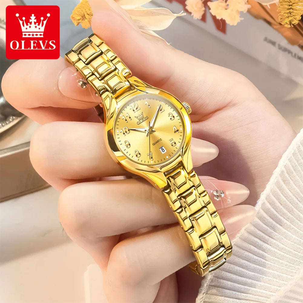 OLEVS 3650 Couple Watches For Men Women Number Scale Waterproof Quartz Dress Wristwatch Luminous Luxury Calendar Business Watch