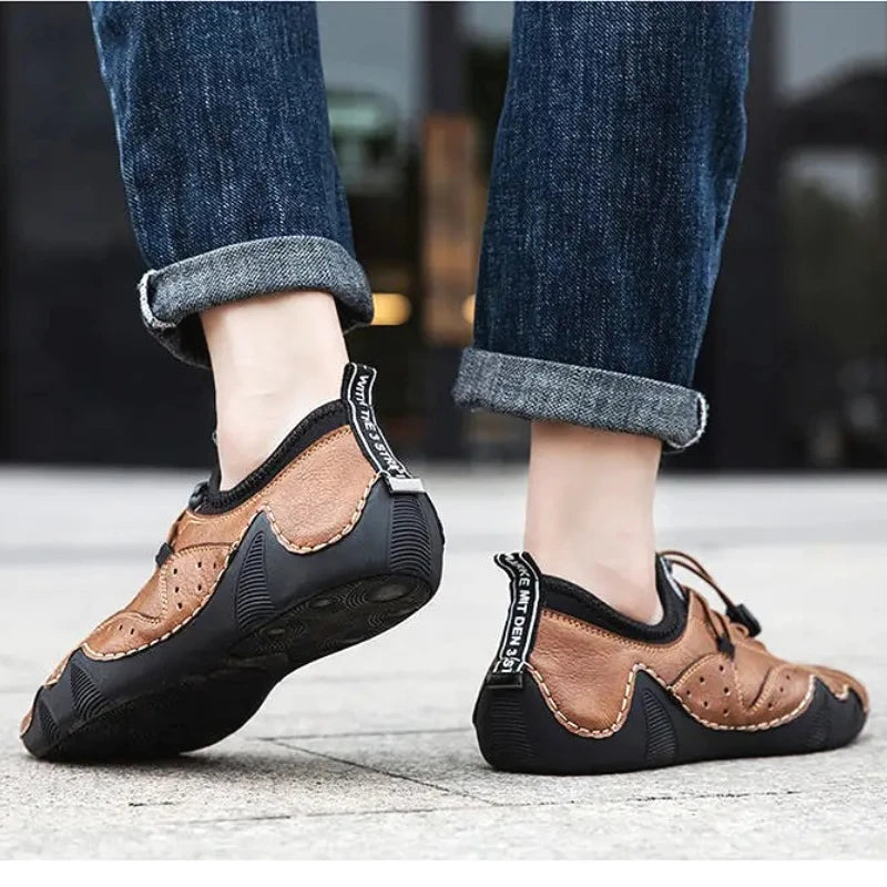 Men's Shoes Fashionable Breathable Comfortable Casual Soled Lace Up Shoes Retro Trendy Versatile Commuting Leather Short Boots