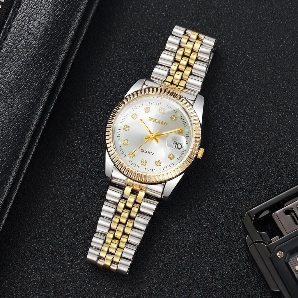 2PCS/Set Couple Watches Luxury Men Business Watch Women Calendar Quartz Wristwatch Reloj Hombre Mujer（Without Box）