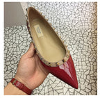 Women's Flat Shoes luxury woman shoes Leather Brand Rivet Flat Shoes Comfortable Casual Outdoor Pointed Toe Shallow Ladies shoes