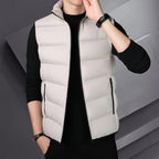 Autumn Winter Warm Vest Standing Collar Windproof Simple Solid Color Thin High Trend All Quality Fabric Comfortable Breathable