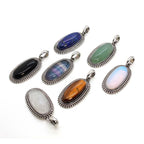 Natural Crystal Oval Stone Pendants For Women Necklace DIY Amethyst Rose Quartz Lapis Lazuli Gemstone Pendant Jewelry No Chain