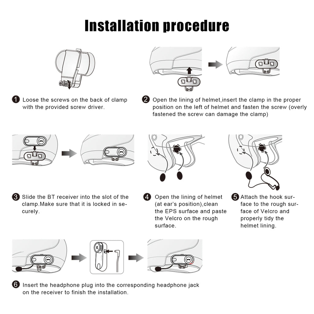 Freedconn Motorcycle Helmet Headset Stereo Bluetooth Hands Free Call Wireless Communication Interphone Music Sharing 6 Riders