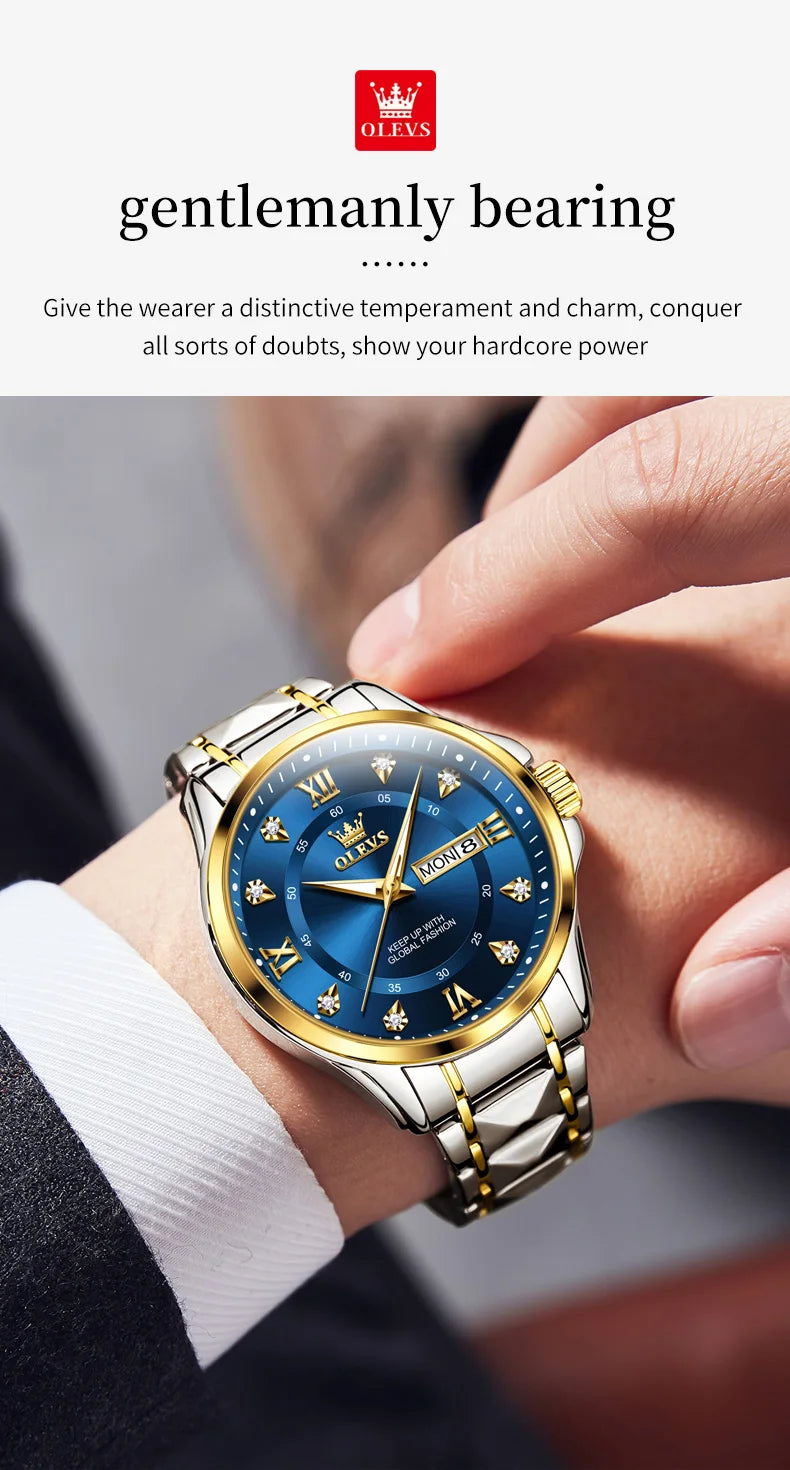 OLEVS 2906 Couple Watch Original Roman Scale Diamond Dial Luxury Quartz Watch For Men Women Rhombus Strap Waterproof Hand Clock