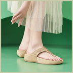 Women's Sandals Summer  Casual Non-Slip Suede  Diamond Soft Platform Wedge Flip Flop Walking Beach Slippers Shoes Woman