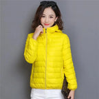 Glossy Winter Down Cotton Jacket 2024 Women Cotton-Padded Coat New Casual Ultra Light Hooded Parkas Short Warm Coat Female