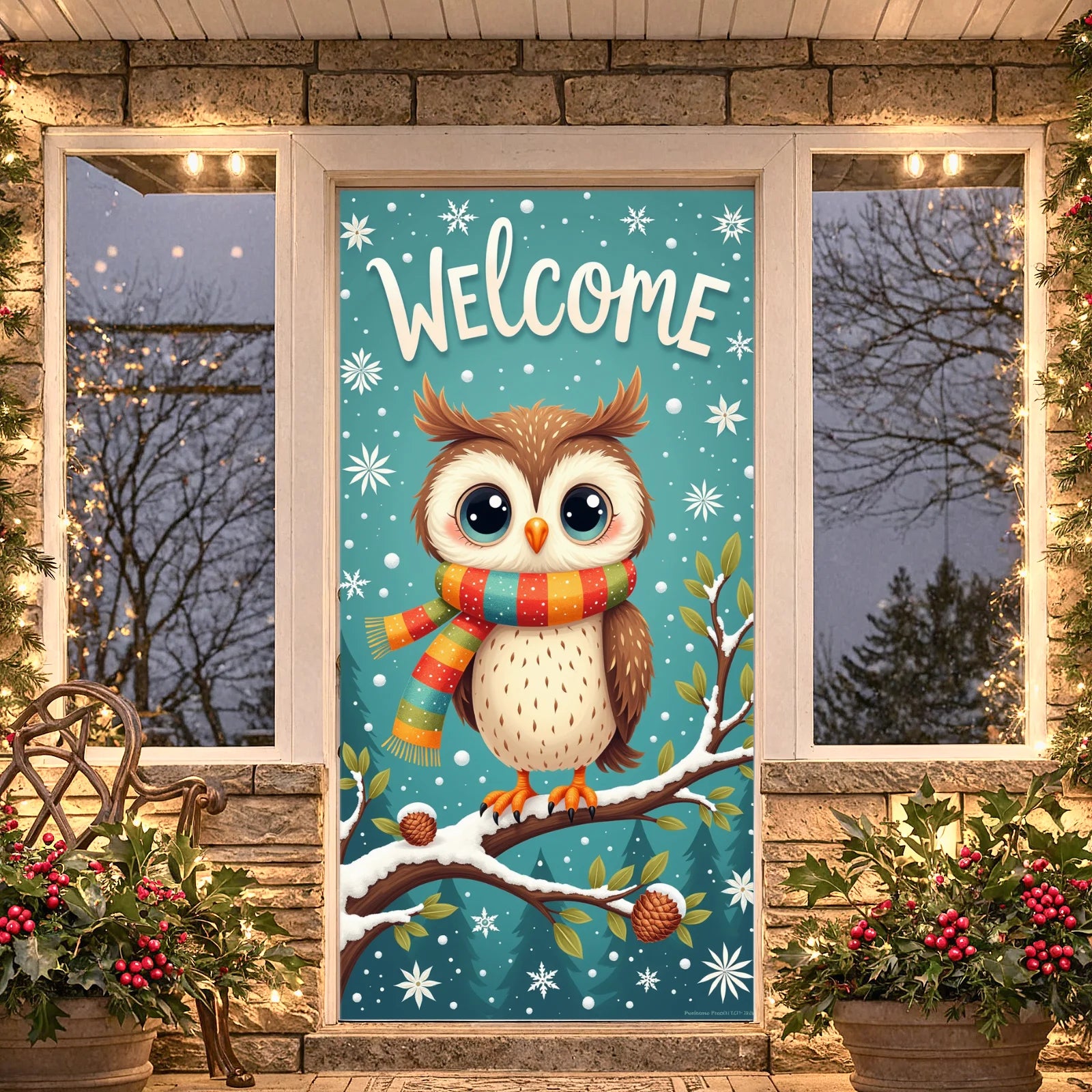 Winter Scene Welcome Banner Snow Forest Bird Art for Home Decor  Decoration Winter Party Christmas Navidad New Year Decor 2026