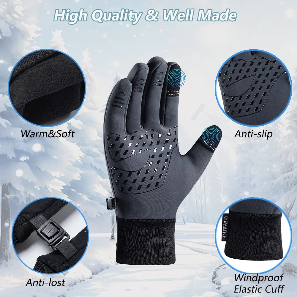 Winter Gloves for Men Women - Waterproof Thermal Glove for Cold Weather,for Running Cycling with Touchscreen Finger