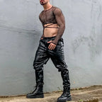 T-shirt for Men Short Sleeves and Short Fashion Hollow Mesh Design Mens Shirt