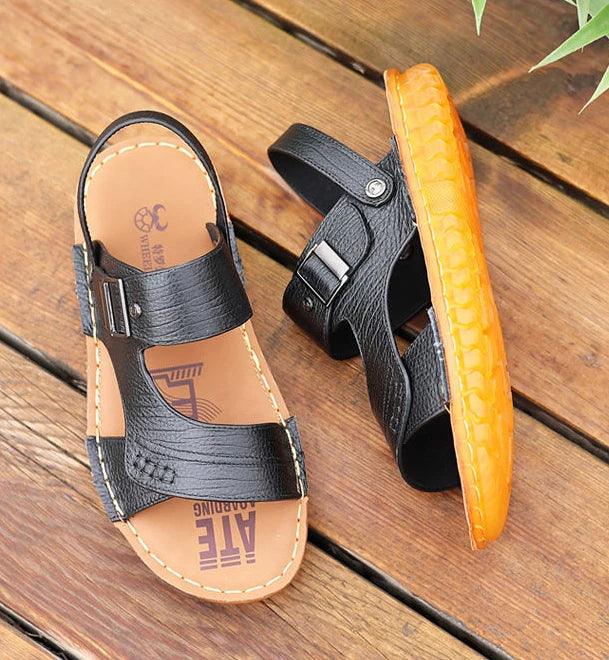 Slippers Shoes for Men Man Sandals Flat Genuine Leather Open Beach Indoor Ankle Wrap Number 41 Pvc V Daily Use New Fashion Eva