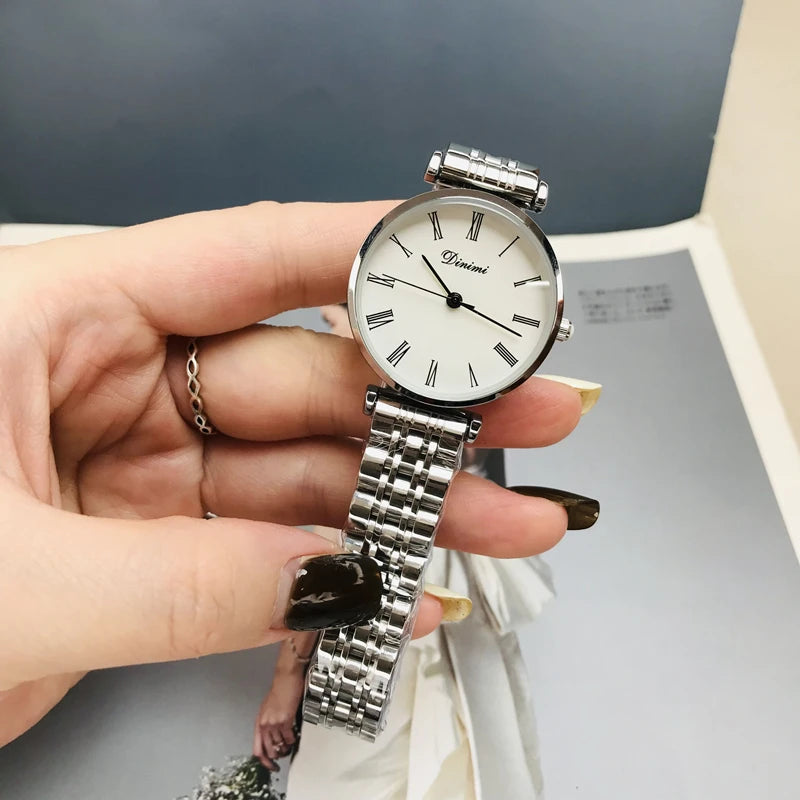 Women's watch simple thin light luxury temperament steel belt famous brand mysterious gift series