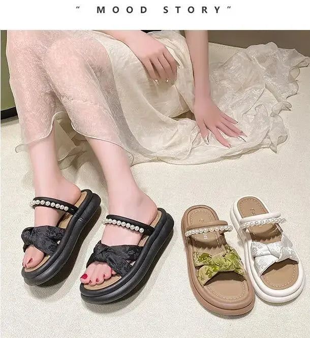 Designer Shoes Woman 2025 Slippers Casual Pantofle Low Platform Female Beach Luxury Summer New Sabot Slides Fabric Scandals Rome