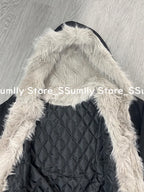 Winter New Elegant Liner Fur Loose Coat Women Y2k Fur Collar Hood Thick Fashion Parkas Casual Outerwear Cotton Padded Jackets