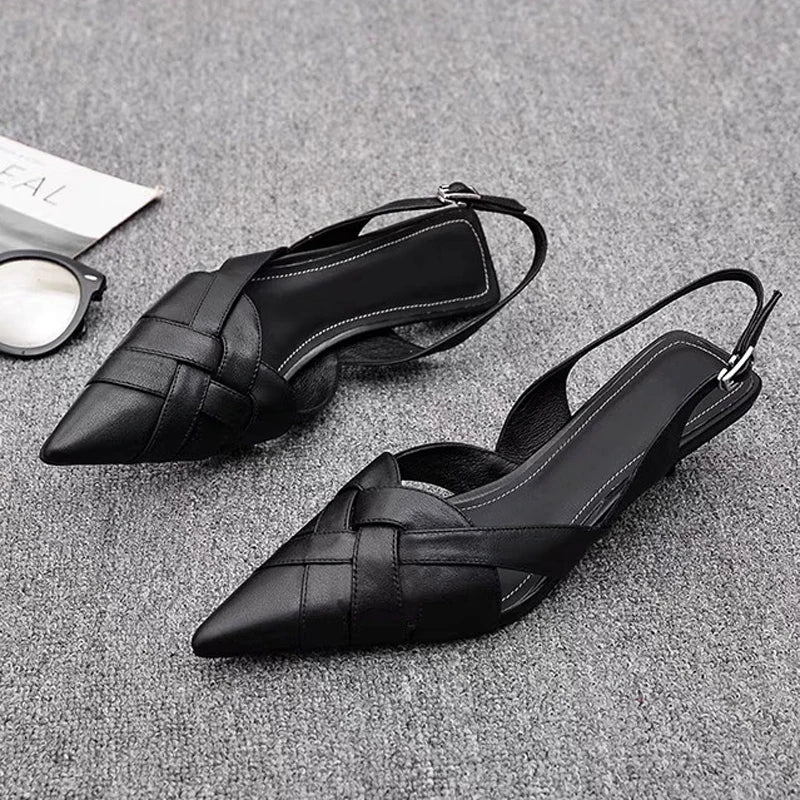 Weave Women Heeled Sandals Pointed Toe Elegant Shoes Woman Trend New Slippers Fashion Heels Women Zapatos Mujer