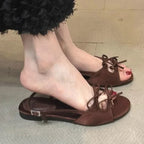 Flats Women Sandals Bow Designer Shoes Woman Slippers Summer 2025 New Casual  Walking Slides Fashion Dress Sandalias De Mujer