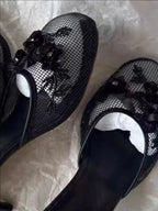 Woman Sandals 2025 Summer Fashion Sexy Hollow Out Strange Style Female Shoes Crystal Flower Decoration High Heel Ladies Slippers