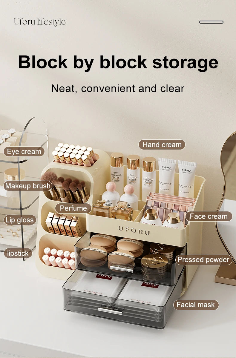 Cosmetics storage box Home dressing table advanced sense large capacity lipstick skin care multifunctional points Shelf