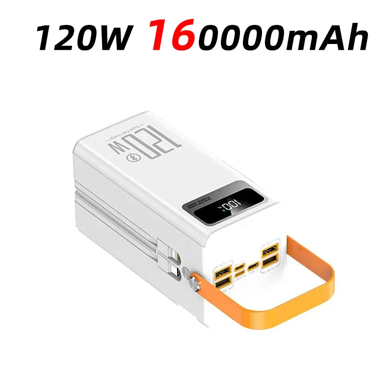 120W Super Fast Power Bank 200000mAh Large Capacity Outdoor Mobile Power Supply Supports 7 Devices to Charge At The Same Time