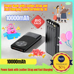 10000mAh Power Bank with Leather Strap and Fast Charging Cable Certified By 3C