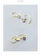 Modian New Blue Crystal Round Eyes Dangle Earrings for Women 925 Sterling Silver Gold Color Fashion Party Jewelry Gifts