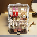 Drawer Style Cosmetics Storage Box Clear with Lid and Handle Makeup Storage Rack Desktop Organizer Dustproof