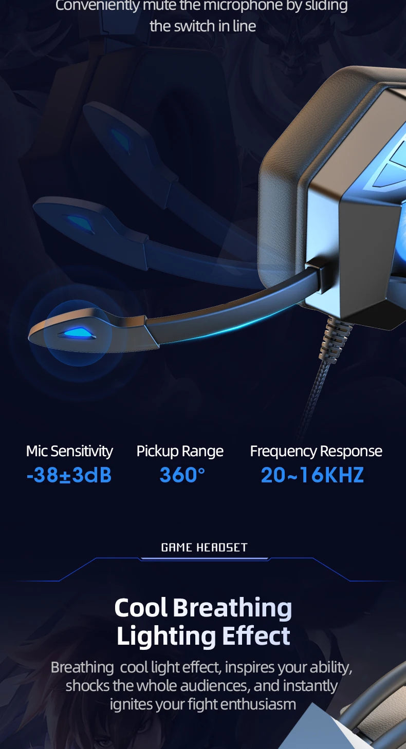 Headphones 3.5mm Wired Gaming Headset Earphones Music For PS4 Play Station 4 Game PC Chat computer With Microphone