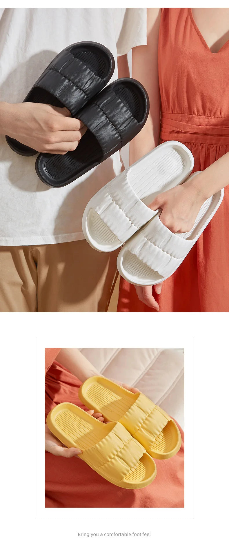 Women's Summer Slippers - Non-Slip Bathroom Sandals for Indoor/Outdoor, Soft Sole Cute House Slides for Couples & Men