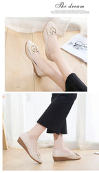 Flats Shoes Woman Foable Ballets Metal Buckle Bow Flats Lady Fall Shoes Girl Ballerina Dress Moccasin Rhinestone scintillation
