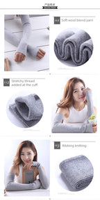 Autumn Winter 40 50 60CM Women's Wool Arm Warmers Knitted Woolen Arm Sleeve Solid Fine Long Knitted Fingerless Gloves Wholesale