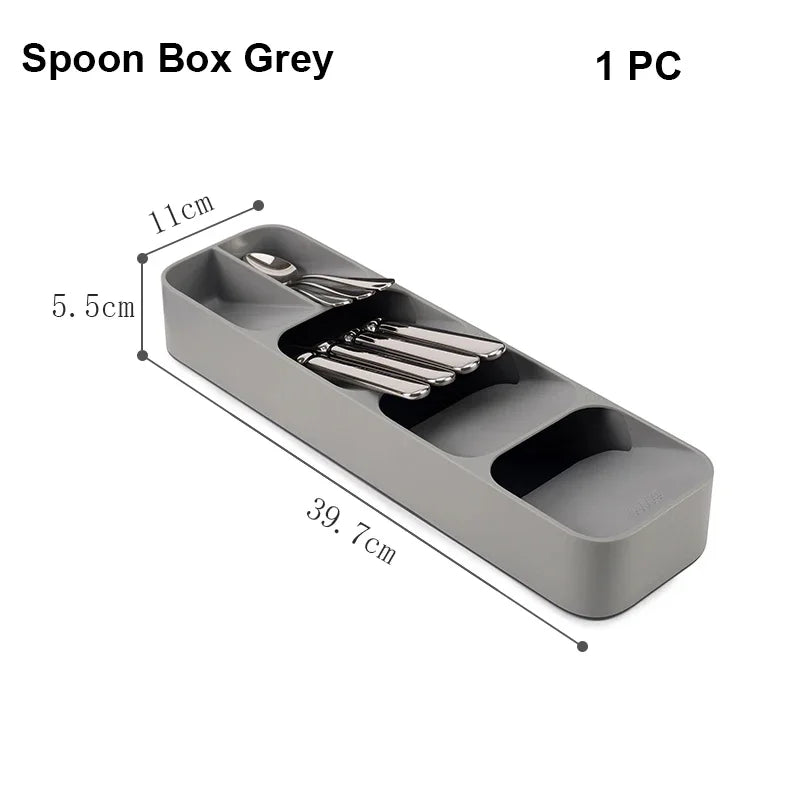 Kitchen Drawer Knife And Fork Partition Storage Box Tray Tableware Spoon Box Soup Spoon Chopsticks Separation Household Shelving