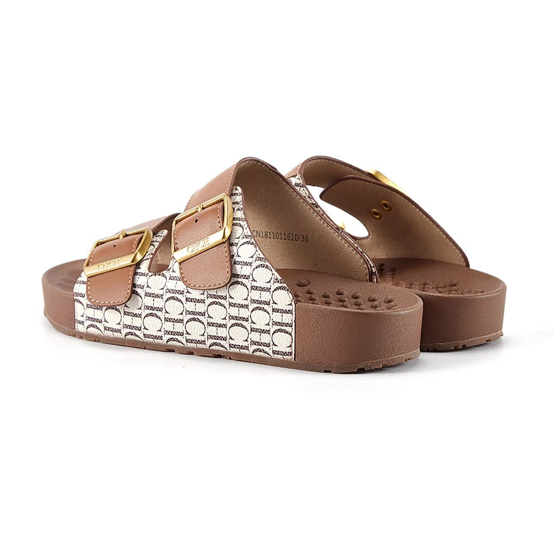 Women's Sandals Fashion Simple Beach Shoes Summer Ladies Outdoor Slippers Low Heel Massage Insole Comfortable