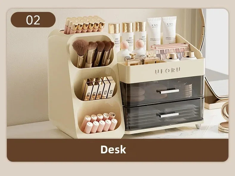 Cosmetics Storage Box Household Dressing Table Advanced Sense Large Capacity Lipstick Skin Care Compartment Shelf