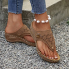 Woman Slippers Leather Non-Slip Soft Platform Shoes Flip Flops Summer Wedge Slippers Lightweight Orthopedic Sandals Slides Women