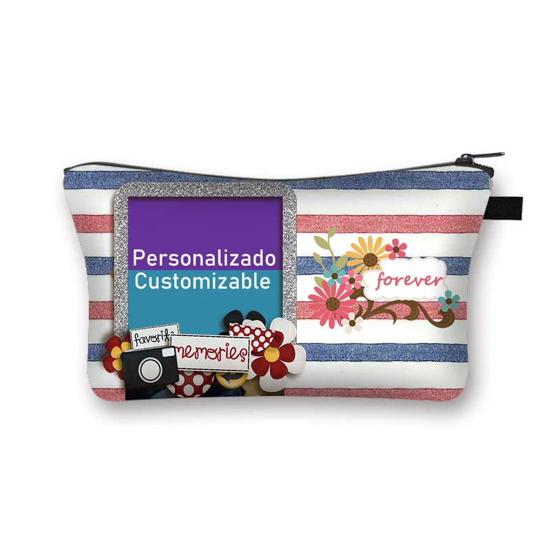 Custom Photo Logo Cosmetic Case Personalized Text Name Image Makeup Pouch Women Beauty Bags Napkin Lipstick Storage Bag Gift