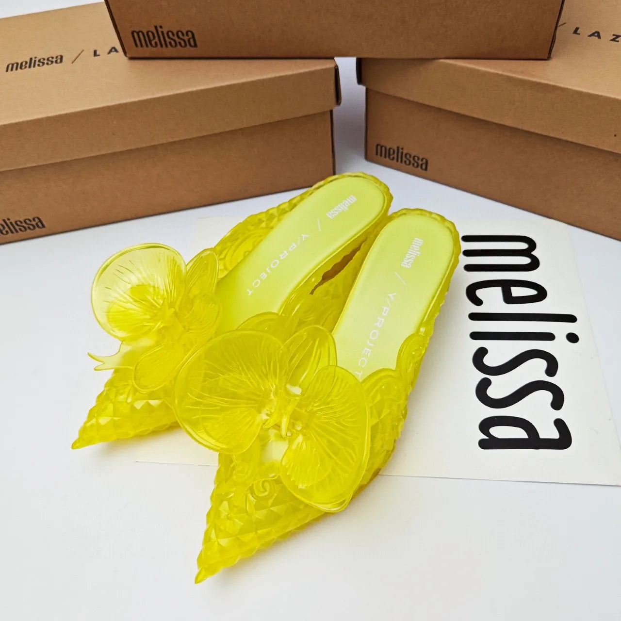 Women Sandals 2025 Spring Melissa Woman Slingback Shoes Fashion Ladies High Heels Elegant Med Heel Pointed Toe Slip on Sandal