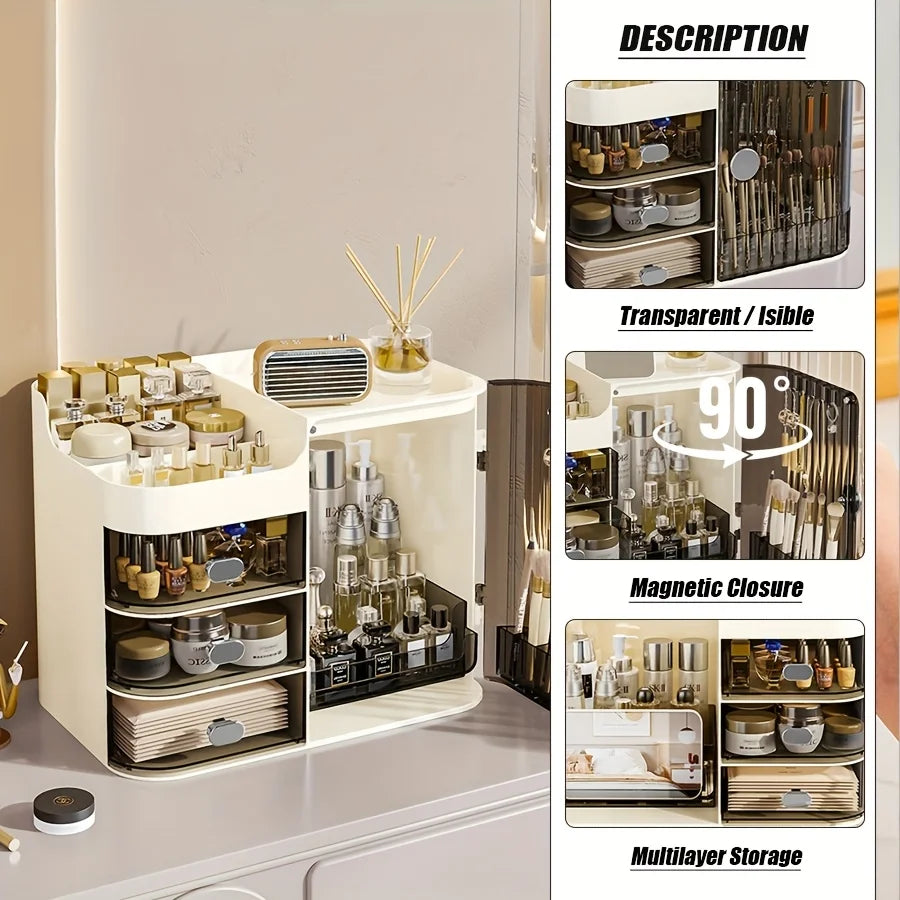 Makeup Storage Box And Light Beige Care Product Storage Box, A High-capacity Cosmetic Storage Solution. Cosmetic Storage