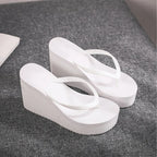 Women's Slippers  Flip Flops Fashion Wedges PU Solid Ladies Elegant Slides Comfort Casual Soft Slip On 2021 Summer Beach Shoes
