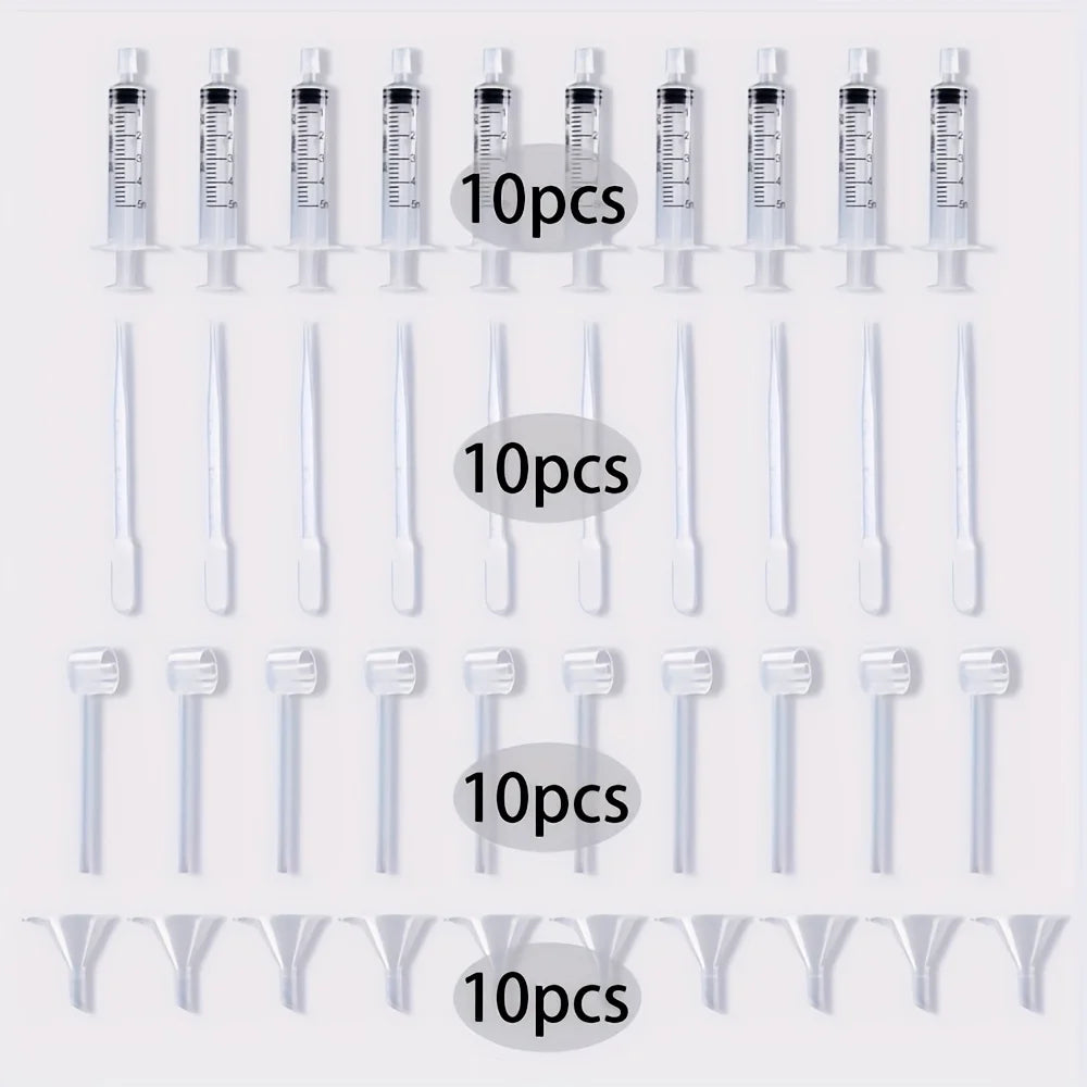 20/40pcs perfume supplement set: plastic funnel, pipette, dropper and syringe-ideal for travel and DIY cosmetics