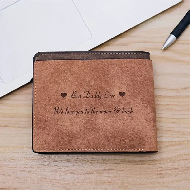 Engraved Photo Wallets for Husband, Dad, Boyfriend, Son - Customized Birthday, Father's Day Gifts for Men Personalized Wallets