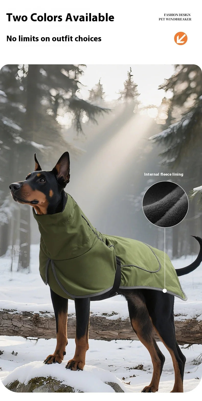 Winter Large Dog Jacket Waterproof Windproof Warm Fleece Lined Adjustable All-Weather Outdoor Pet Coat for Big Breed