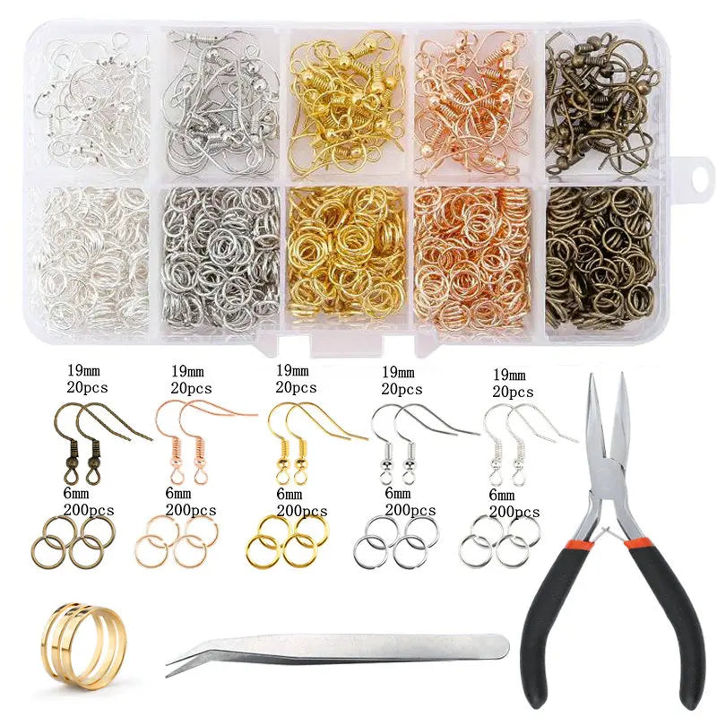 Alloy Accessories Jewelry Findings Set Copper Wire Open Jump Rings Jewelry Making ToolsEarring Hook Jewelry Making Supplies Kit