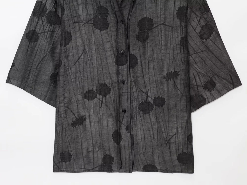 Women Print Long Pants Sets For Women Lapel Half Sleeve Single Breasted Shirts + High Waist Lace-Up Wide Leg Pants