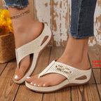 Woman Slippers Leather Non-Slip Soft Platform Shoes Flip Flops Summer Wedge Sandals Fashion Orthopedic Slippers Slides Women