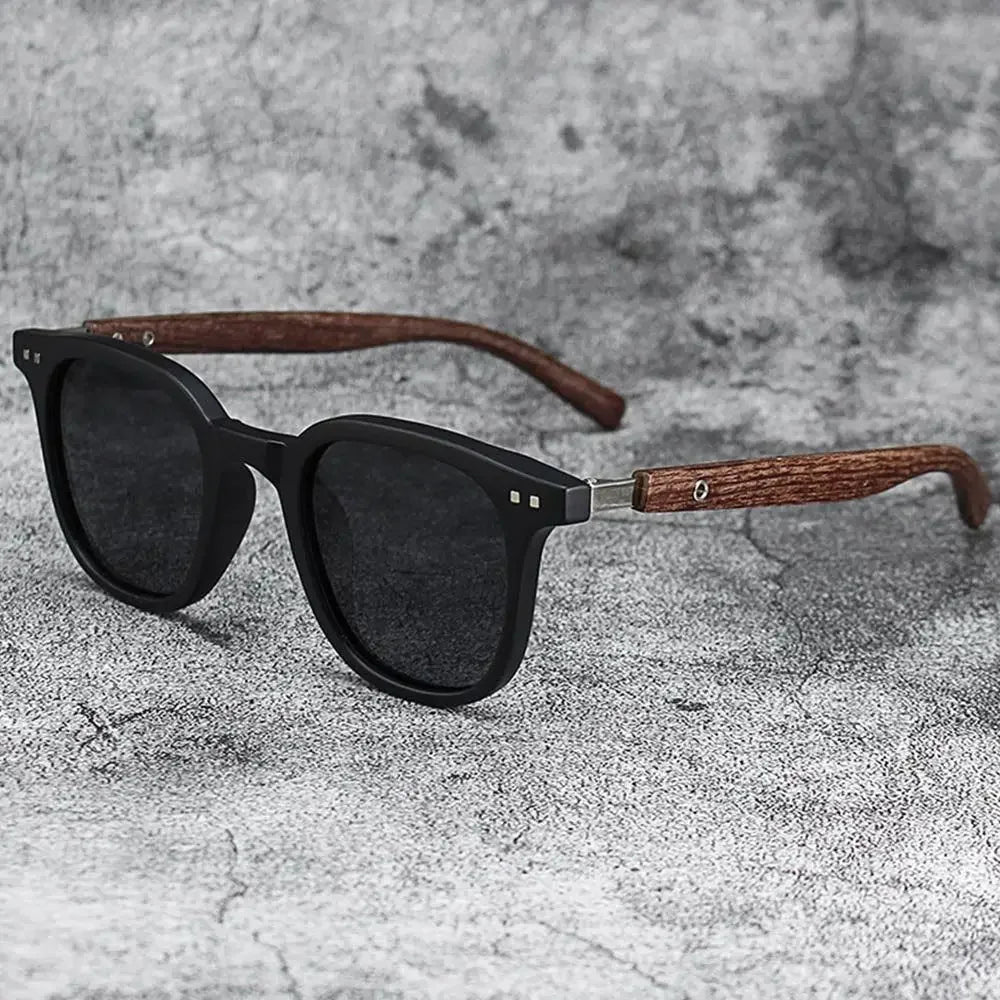Trendy Retro Wood Grain Sunglasses Polarized UV Protection for Men Women Perfect for Cycling Outdoor Street Photography