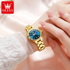 OLEVS 3650 Couple Watches For Men Women Number Scale Waterproof Quartz Dress Wristwatch Luminous Luxury Calendar Business Watch