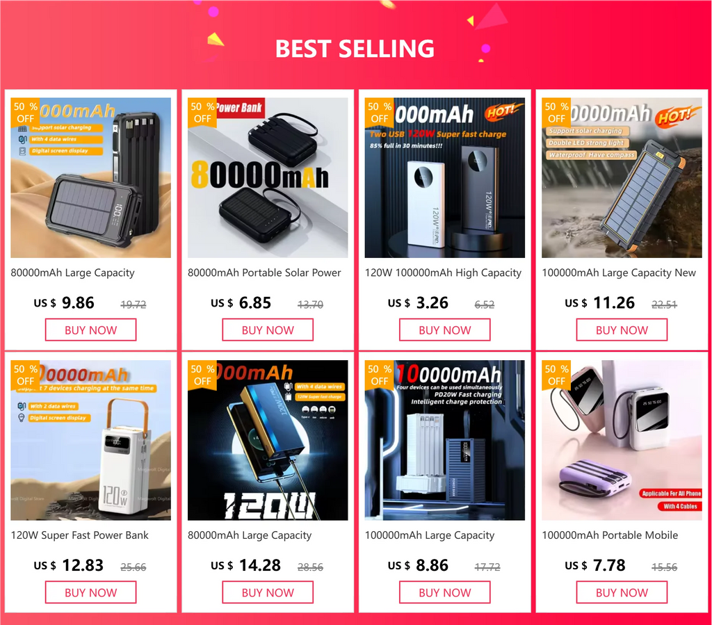 120W Super Fast Power Bank 200000mAh Large Capacity Outdoor Mobile Power Supply Supports 7 Devices to Charge At The Same Time